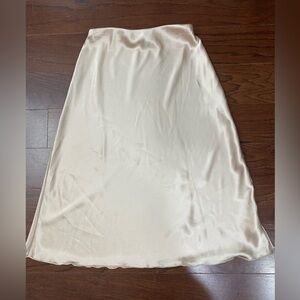 Vintage Nicole Miller New York Gold Satin Midi Slip Skirt S Made in USA